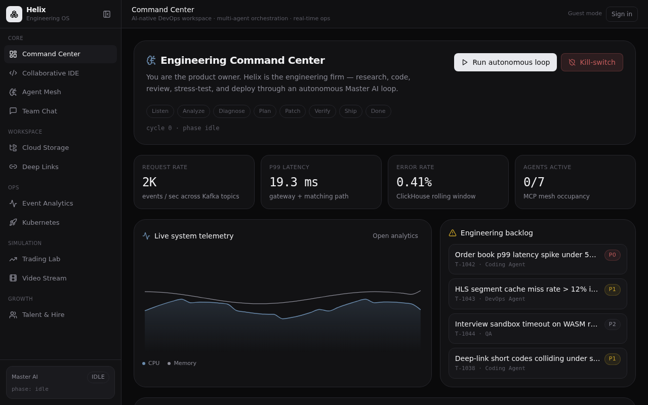 Command Center — engineering workspace